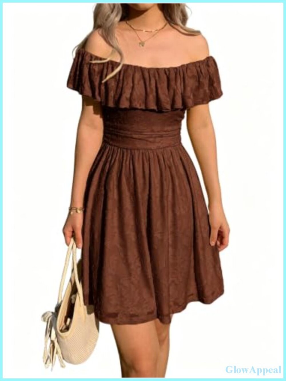 Women's Floral Mini Dress Off Shoulder Square Neck Smocked A-Line